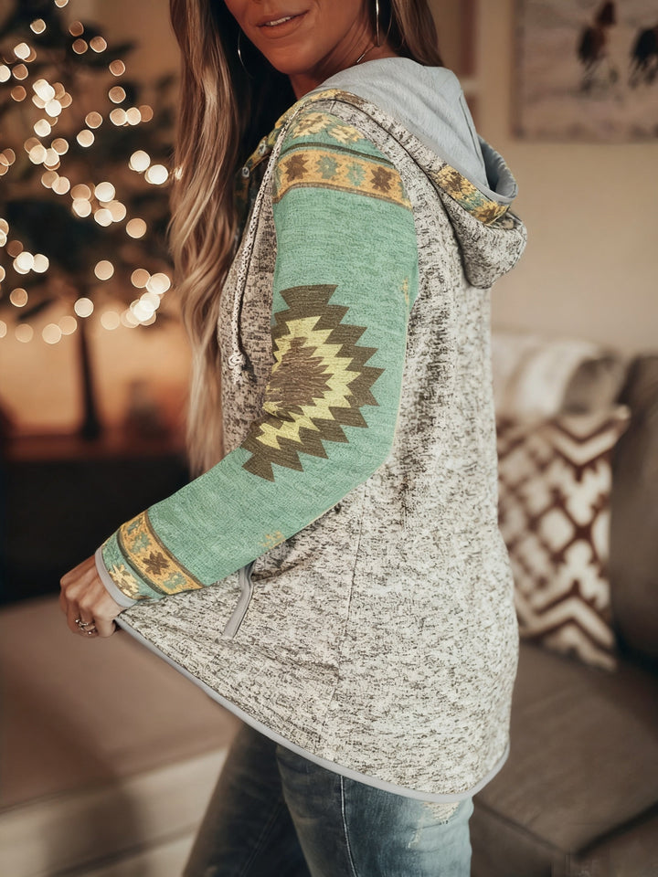 Willow | Western-Print Snap-Button Hoodie