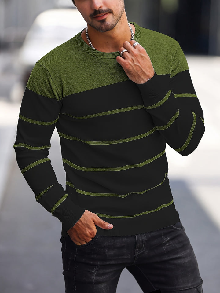 Declan | Colour-Block Striped Crew Neck Sweater