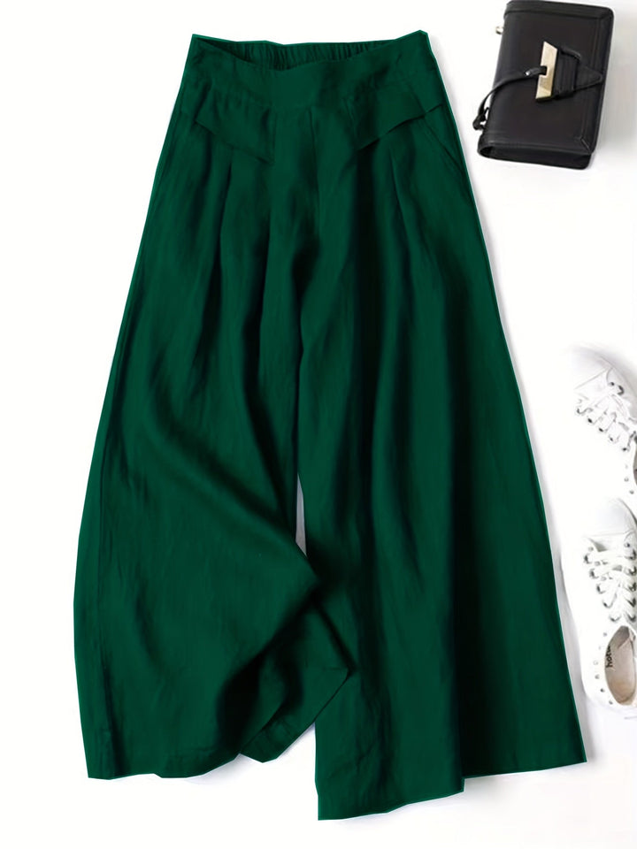 Linen Wide-Leg Ankle Pants