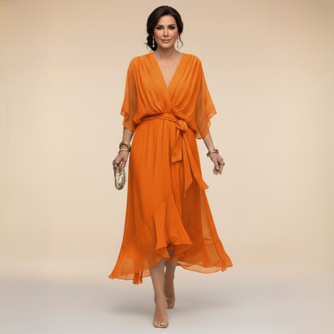 Zinnia | Stylish Chiffon V-Neck Dress