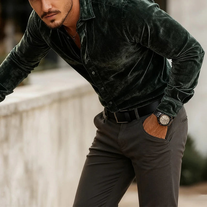 Dorian | Classic Long Sleeve Velvet Shirt