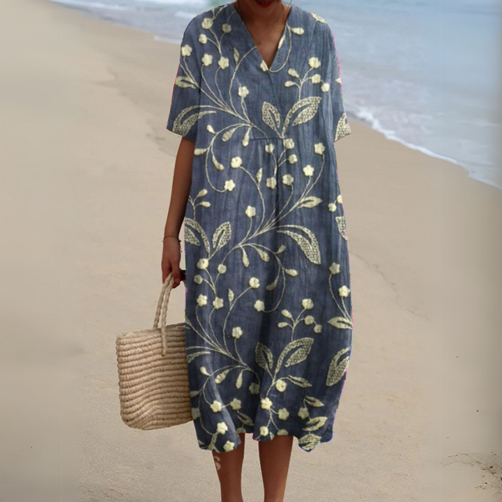 Stella | Elegant Floral V-Neck Dress