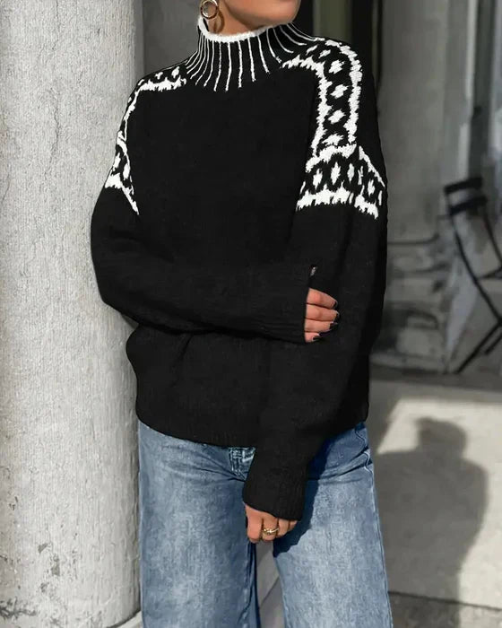 Thea | Cozy Patterned Turtleneck Sweater