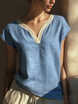 Nora | Decorative Trim V-Neck Blouse
