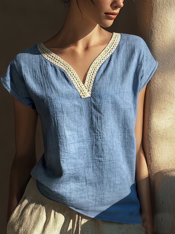 Nora | Decorative Trim V-Neck Blouse