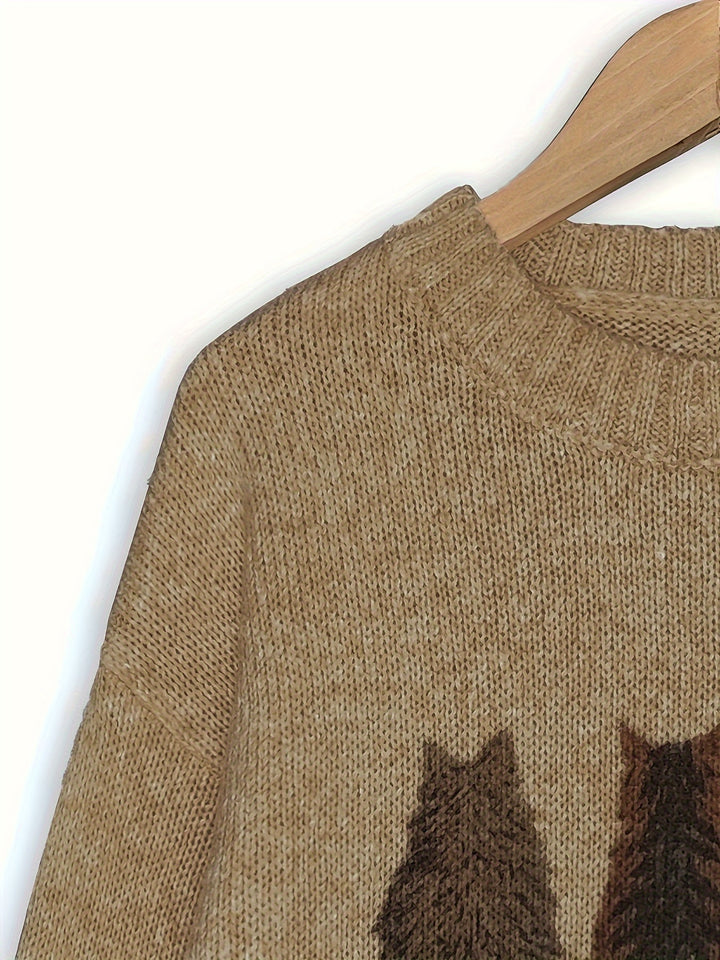 Maeve | Charming Cat-Print Knit Sweater