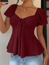 Darina | Breathable V-Neck Drawstring Top