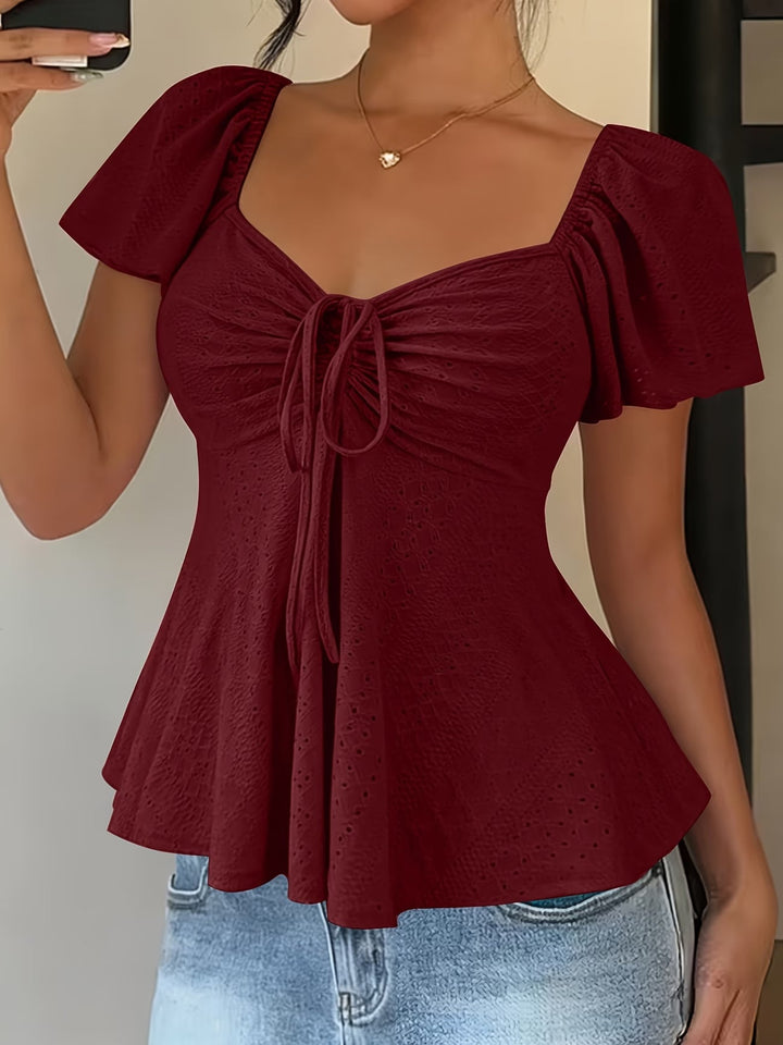 Darina | Breathable V-Neck Drawstring Top