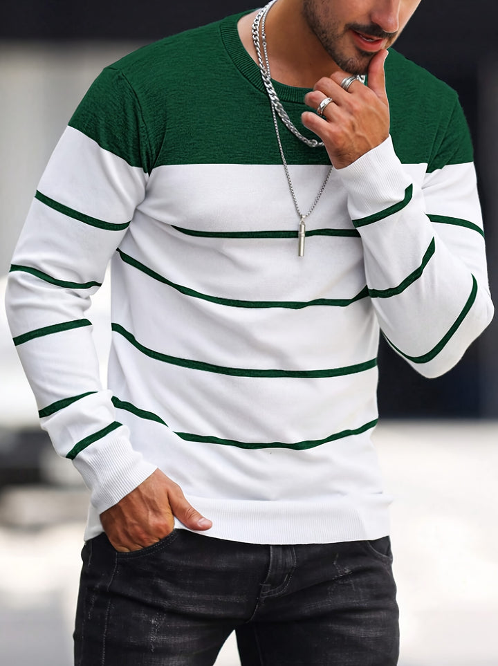 Declan | Colour-Block Striped Crew Neck Sweater