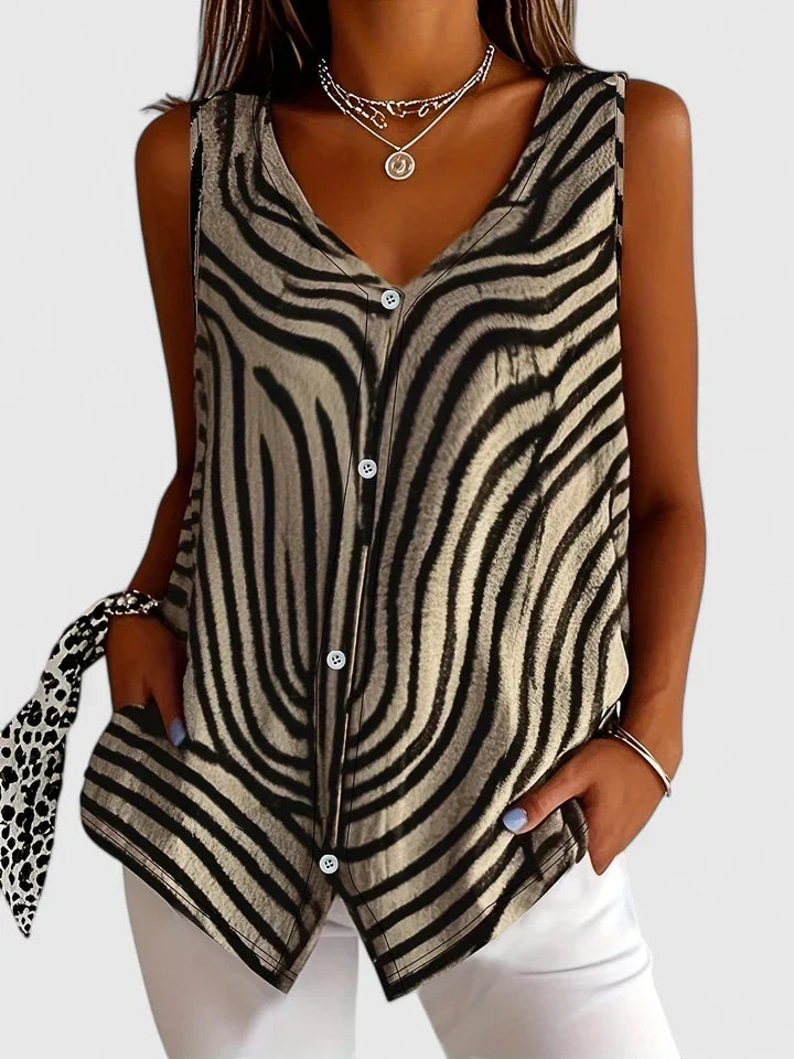 Harriet | Sleeveless Button-Front Blouse