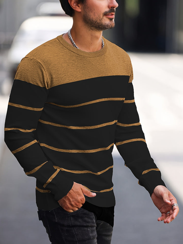 Declan | Colour-Block Striped Crew Neck Sweater