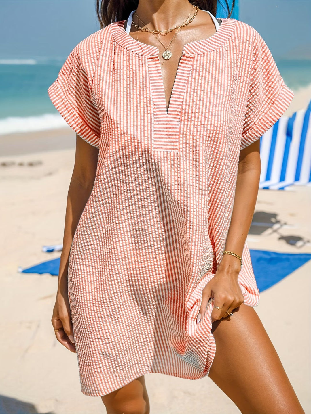 Mirelle | Summer V-Neck Striped Loose Dress