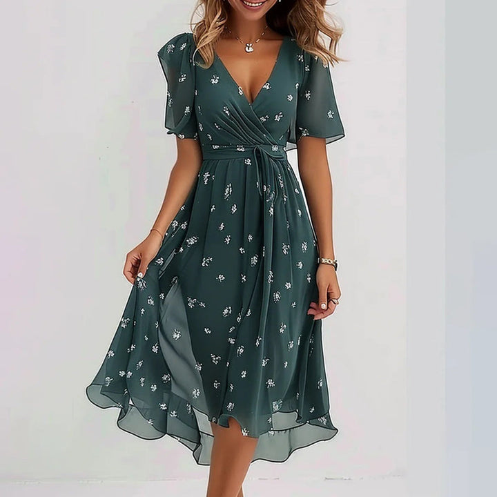 Paloma | Elegant Short Sleeve Printed Dress