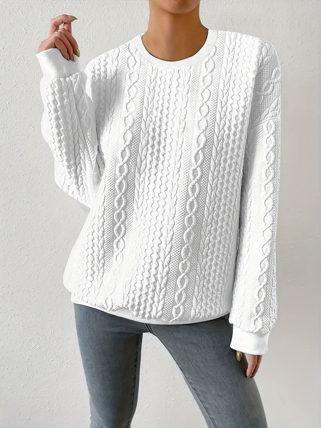 Leona | Textured Crewneck Sweatshirt