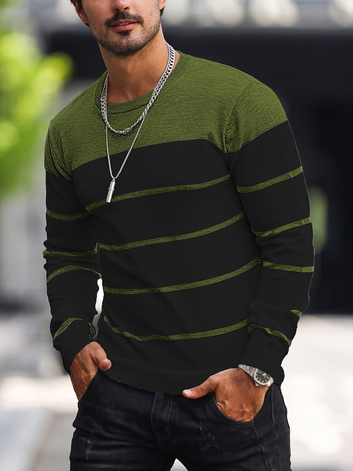Declan | Colour-Block Striped Crew Neck Sweater