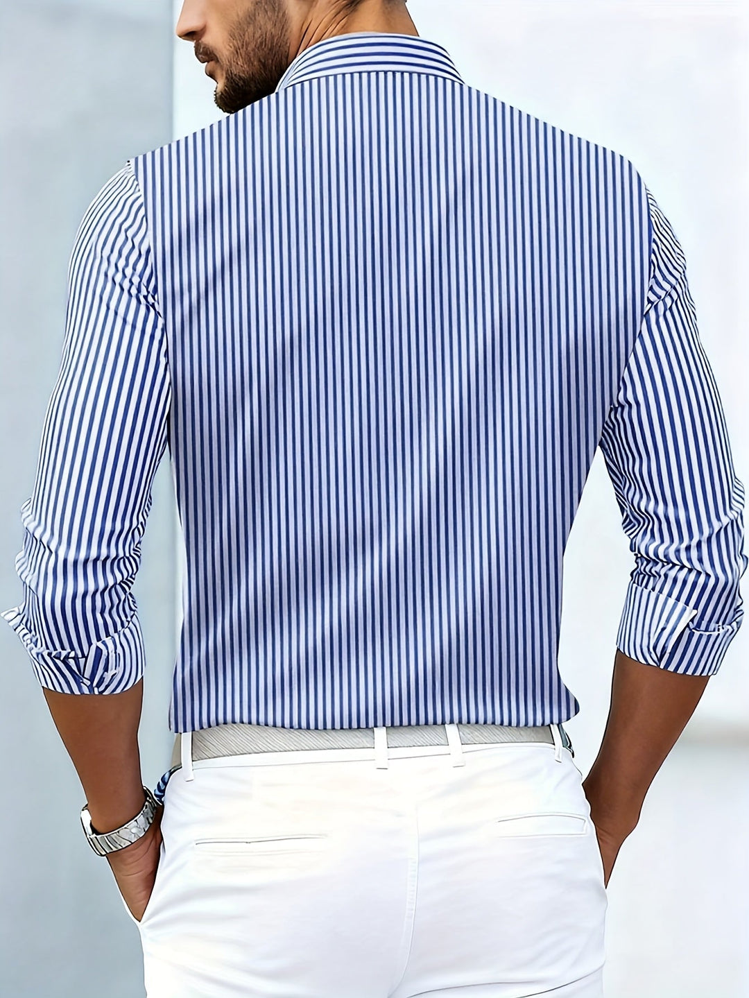 Julius | Woven-Texture Striped Long Sleeve Shirt