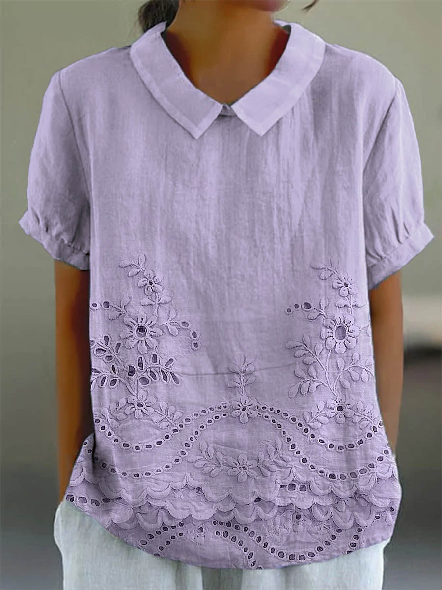 Holly | Elegant Floral Embroidered Shirt