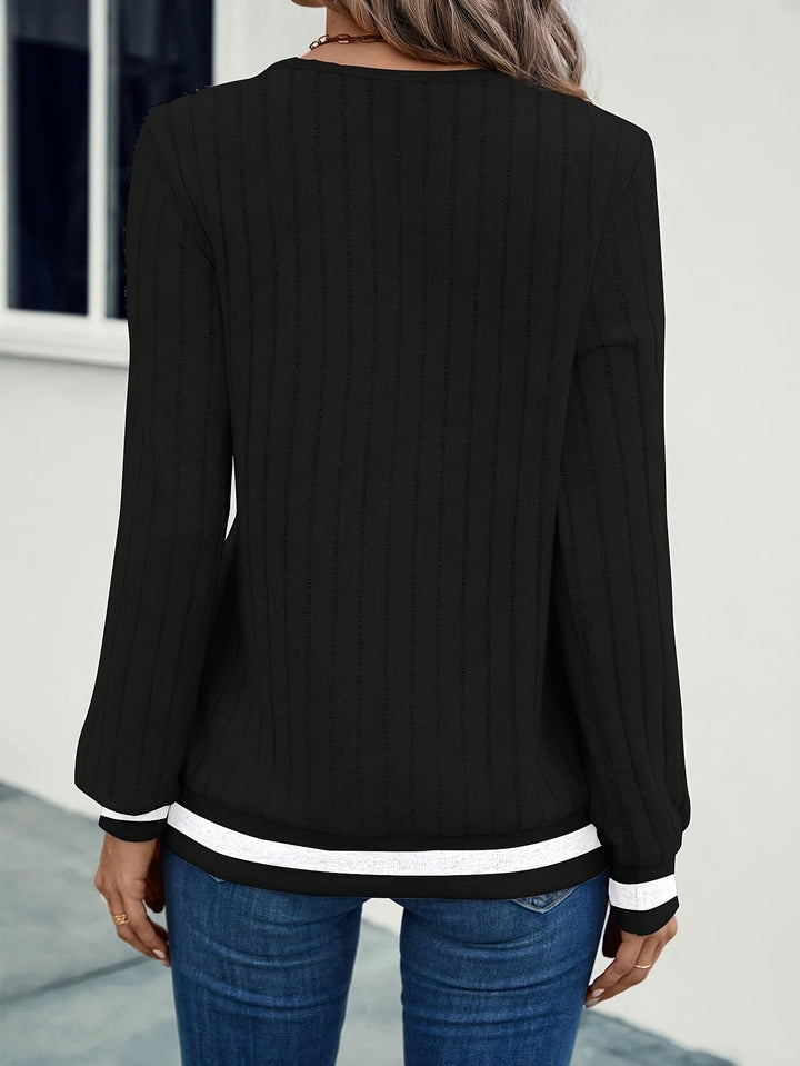 Rosanna | Contrast-Trim Ribbed Top