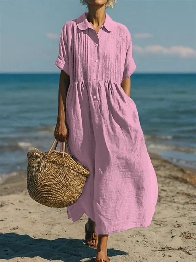 Liorra | Casual Button Mid Sleeve Dress