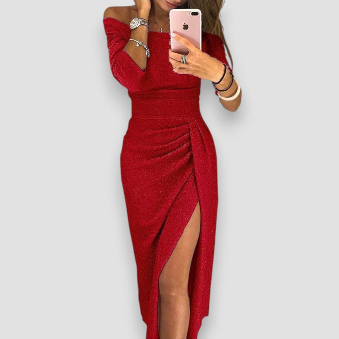 Winry | Sophisticated Flattering Neckline Drape Dress