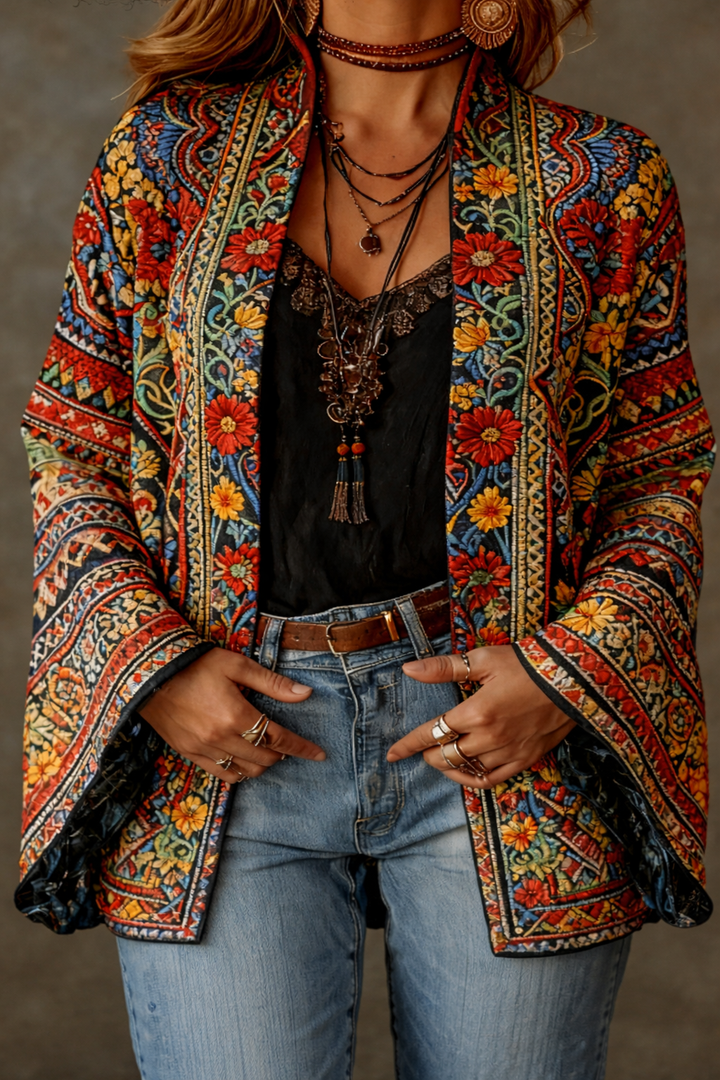 Amelie | Stylish Velvet-Touch Bohemian Cardigan