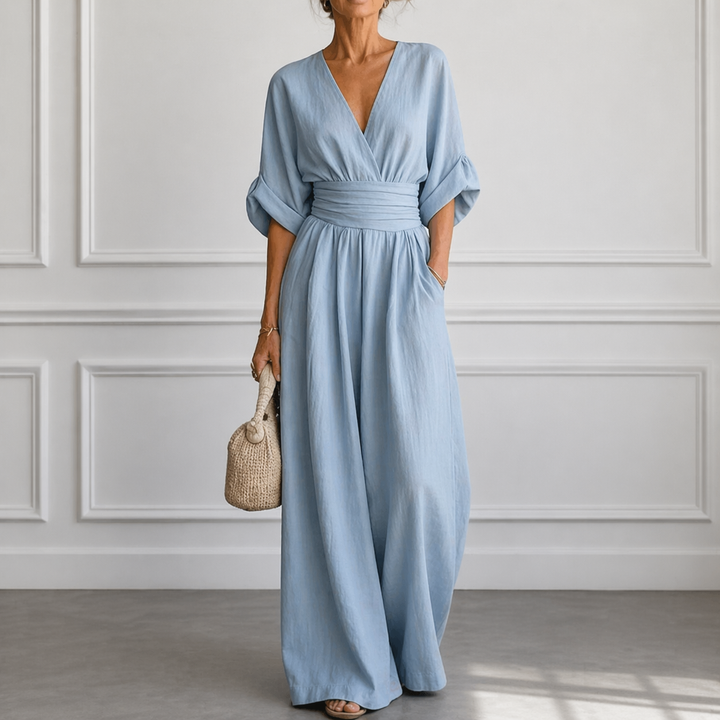 Jessica | Elegant Wide Sleeve V-Neck Jumpsuit