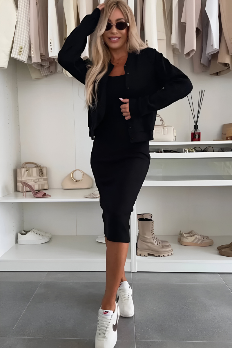 Lydia | Elegant Midi Dress and Cardigan Set