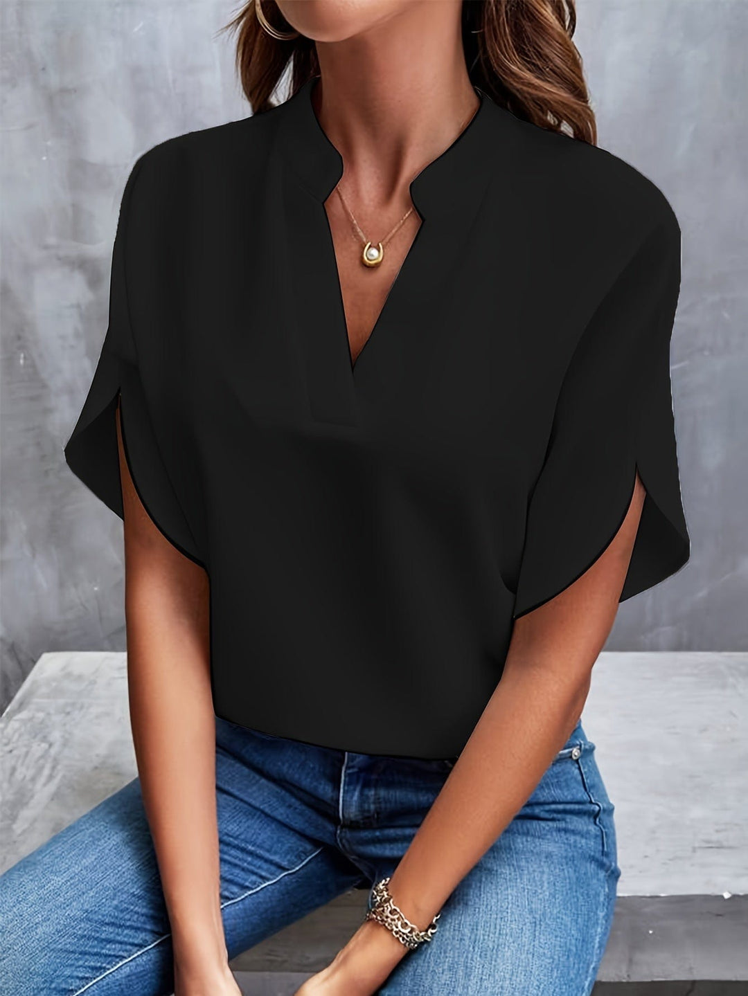 Valérie | Elegant Draped V-Neck Blouse