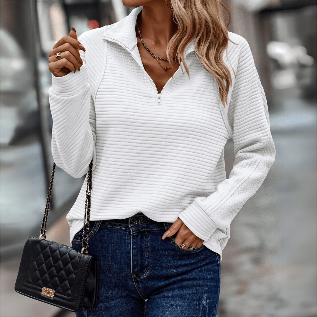 Delia | Ribbed Half-Zip Pullover