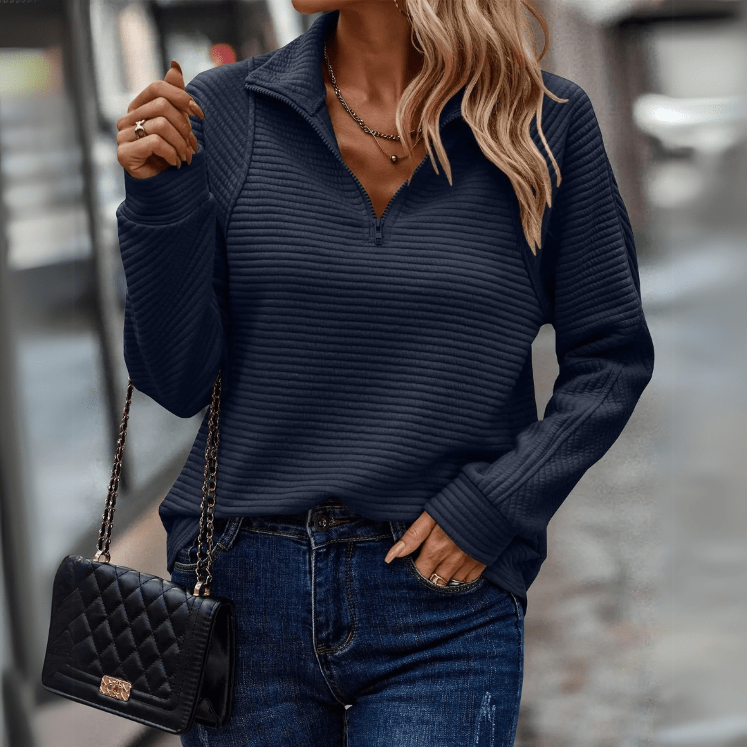Delia | Ribbed Half-Zip Pullover