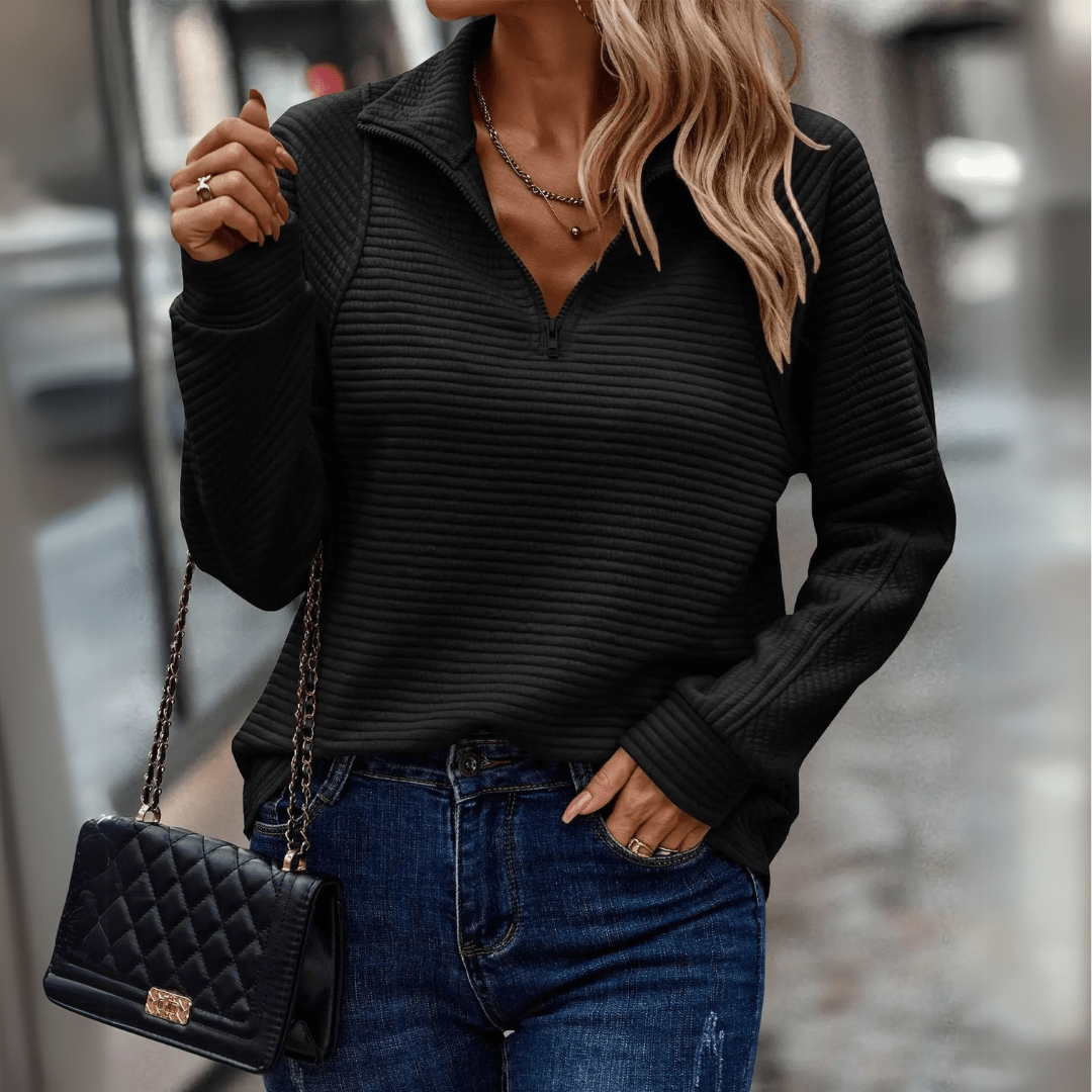 Delia | Ribbed Half-Zip Pullover