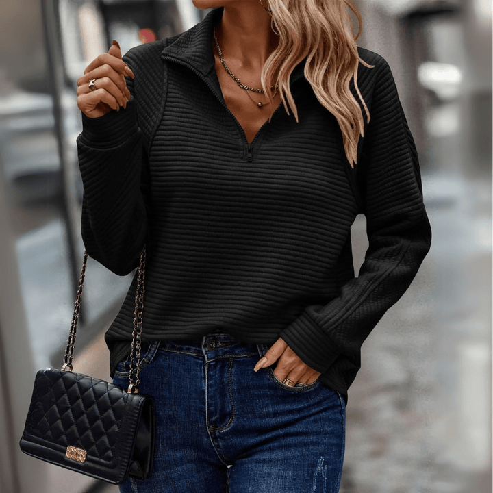 Delia | Ribbed Half-Zip Pullover