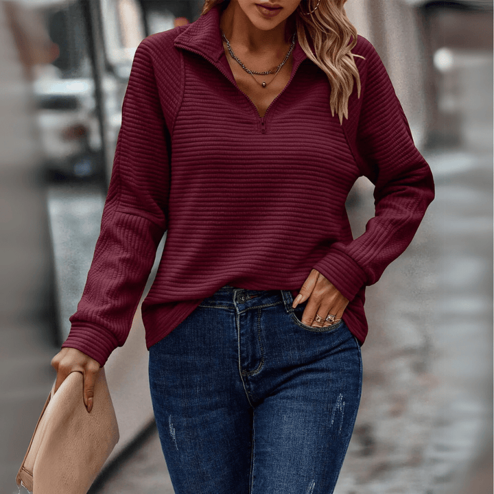 Delia | Ribbed Half-Zip Pullover