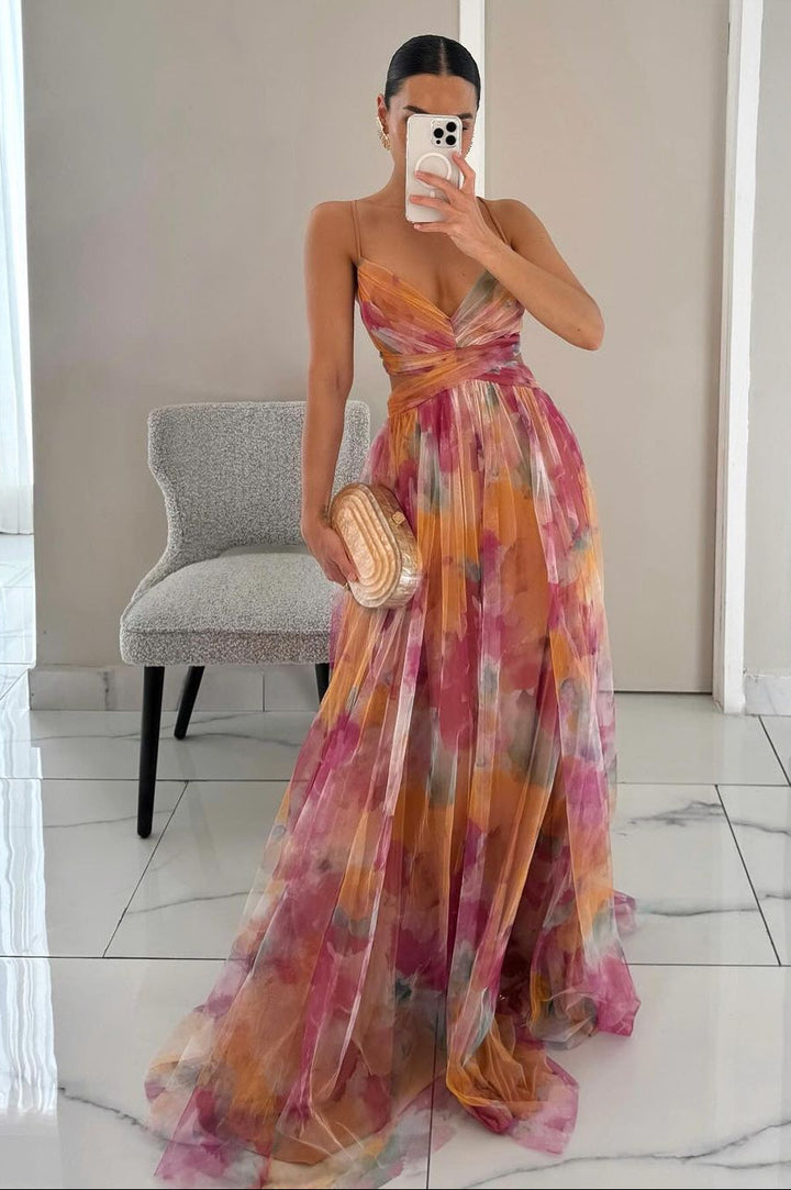 Alexandra | Elegant Sleeveless Floral Evening Dress