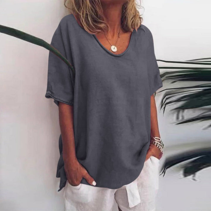 Megan | Refined V-Neck Short Sleeve Blouse