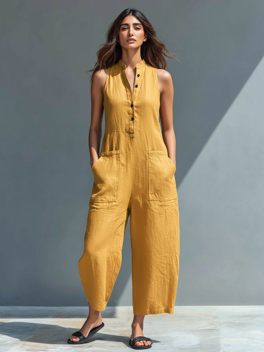 Debra | Elegant Sleeveless Plain Jumpsuit
