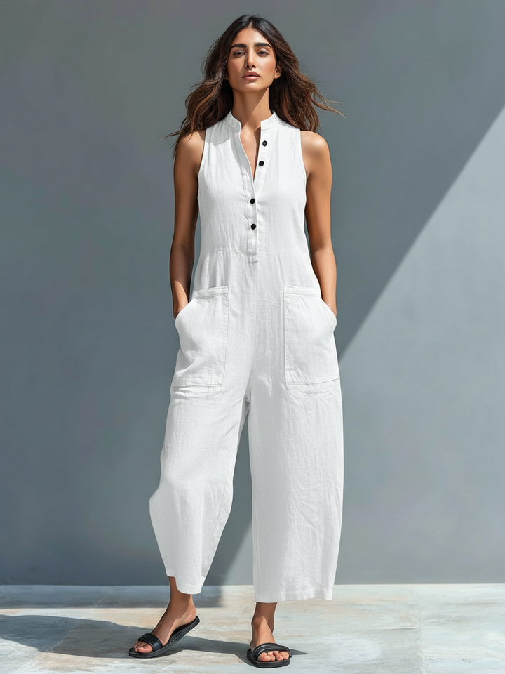 Thalassa | Elegant Sleeveless Button Jumpsuit