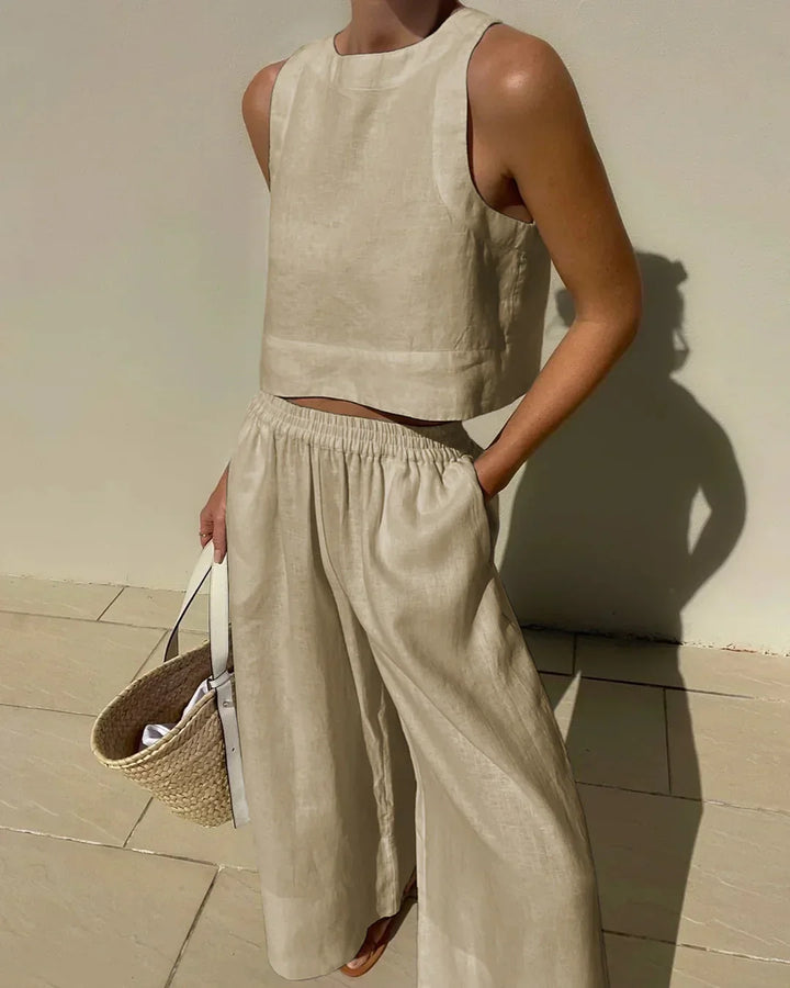 Sabrina | Casual Sleeveless Shirt and Pants Set