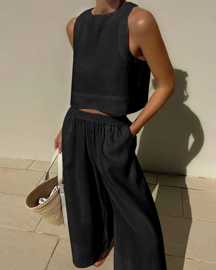 Sabrina | Casual Sleeveless Shirt and Pants Set