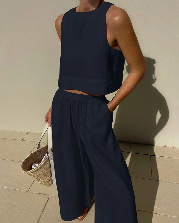 Sabrina | Casual Sleeveless Shirt and Pants Set