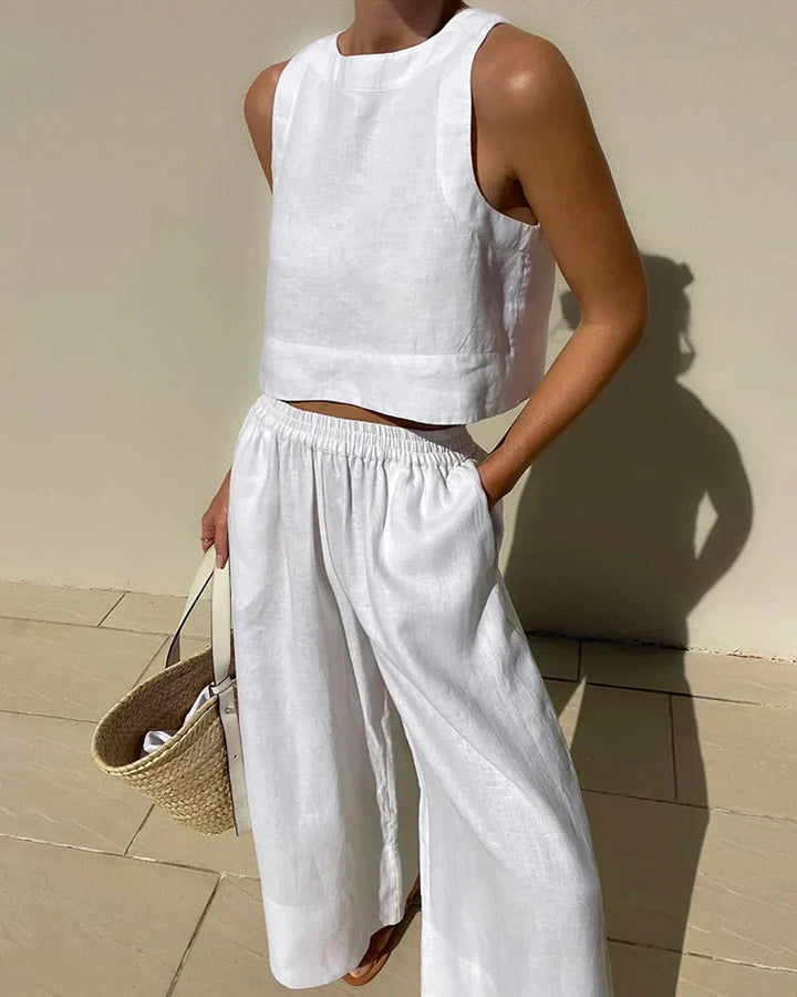 Sabrina | Casual Sleeveless Shirt and Pants Set