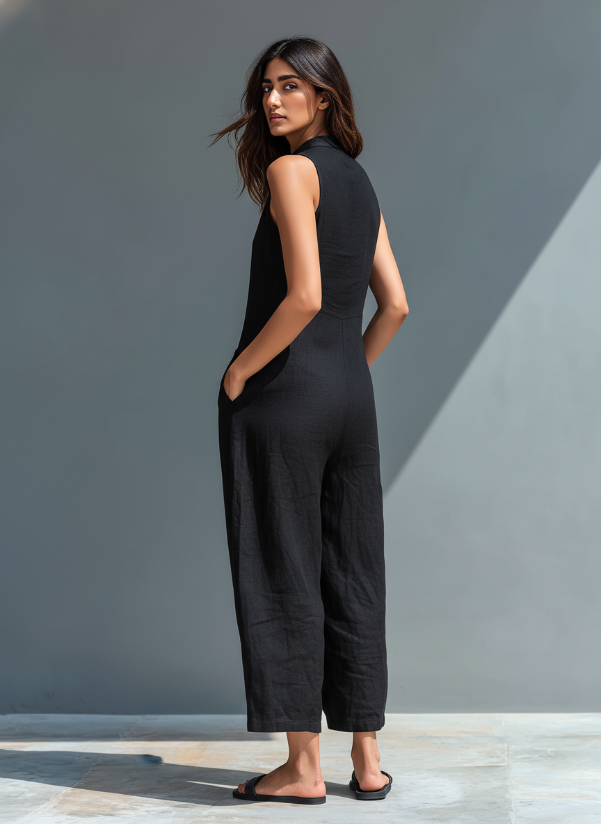 Thalassa | Elegant Sleeveless Button Jumpsuit