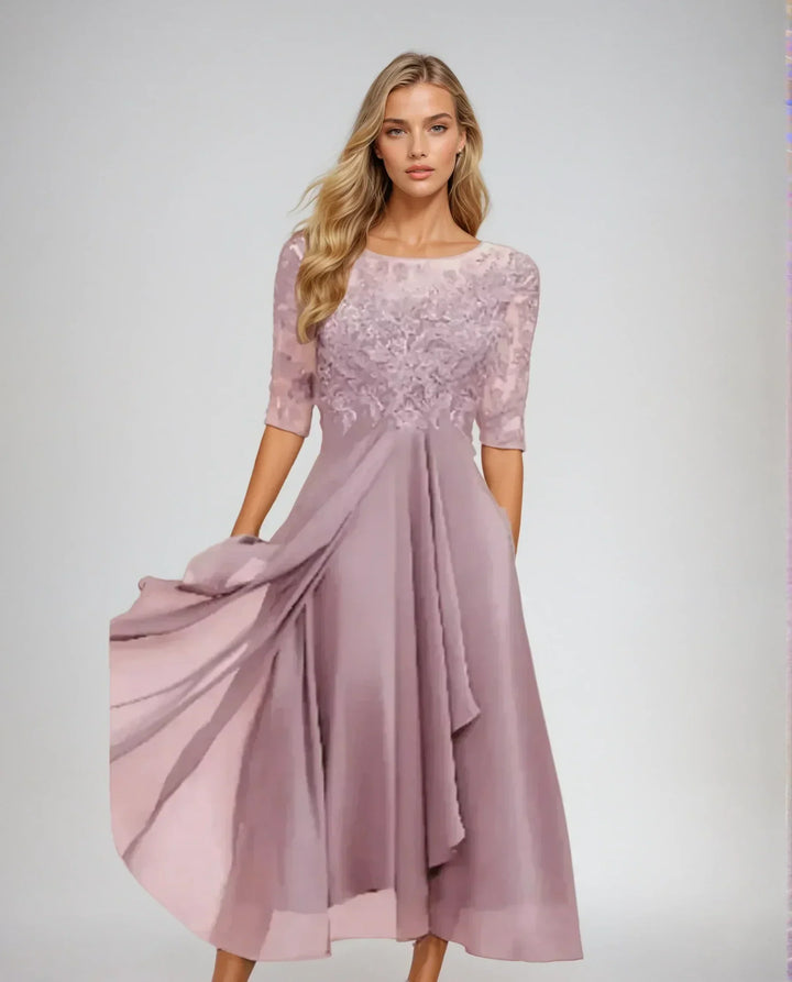 Haisley | Elegant Floral Sleeve Midi Dress