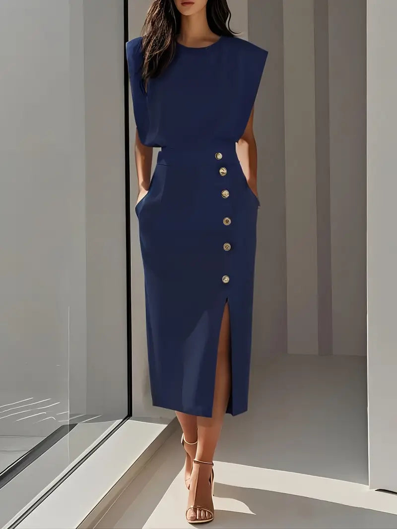 Sabrina | Stylish Side Slit Midi Dress