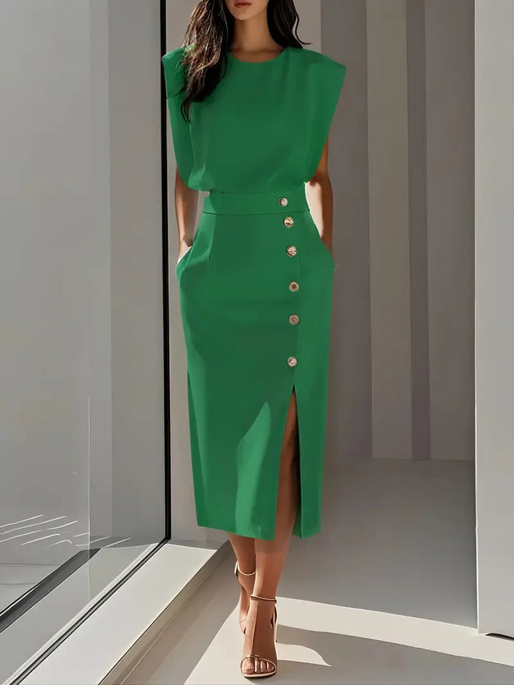 Sabrina | Stylish Side Slit Midi Dress