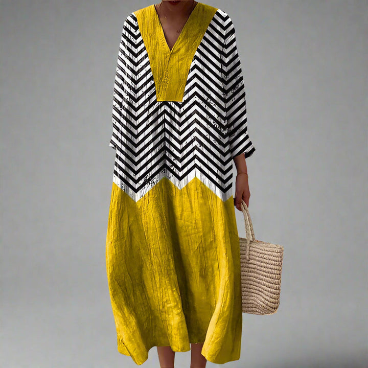 Amillia | Stylish Geometric V-Neck Dress
