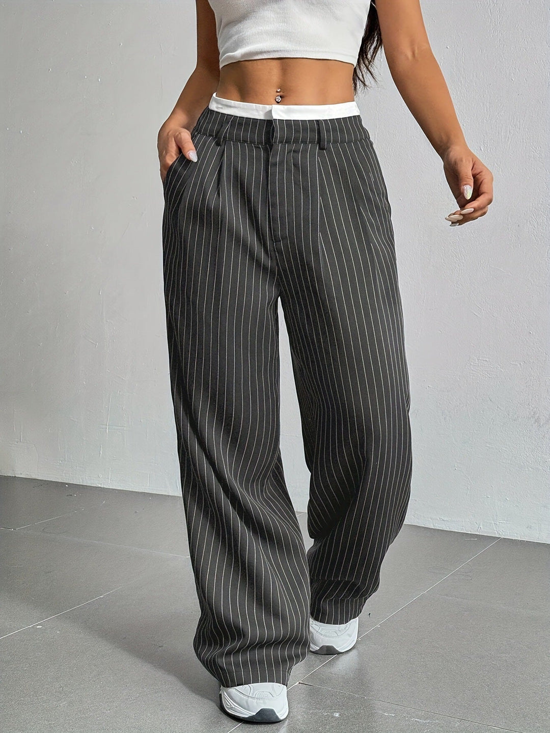 Mirella | Casual Striped Wide Pants