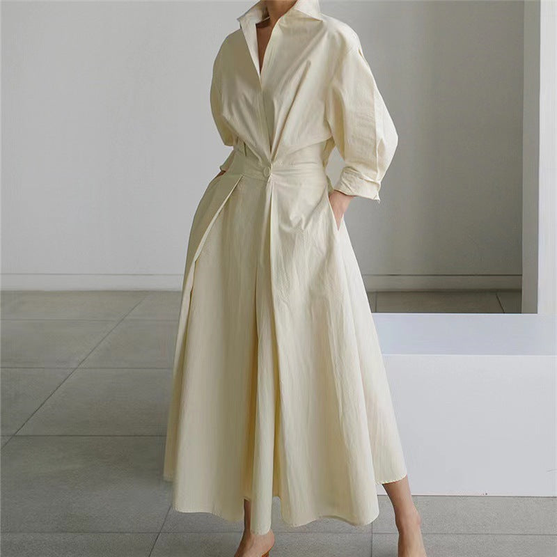 Aloria | Elegant Front Wrap Collared Maxi Dress
