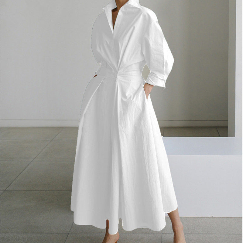 Aloria | Elegant Front Wrap Collared Maxi Dress