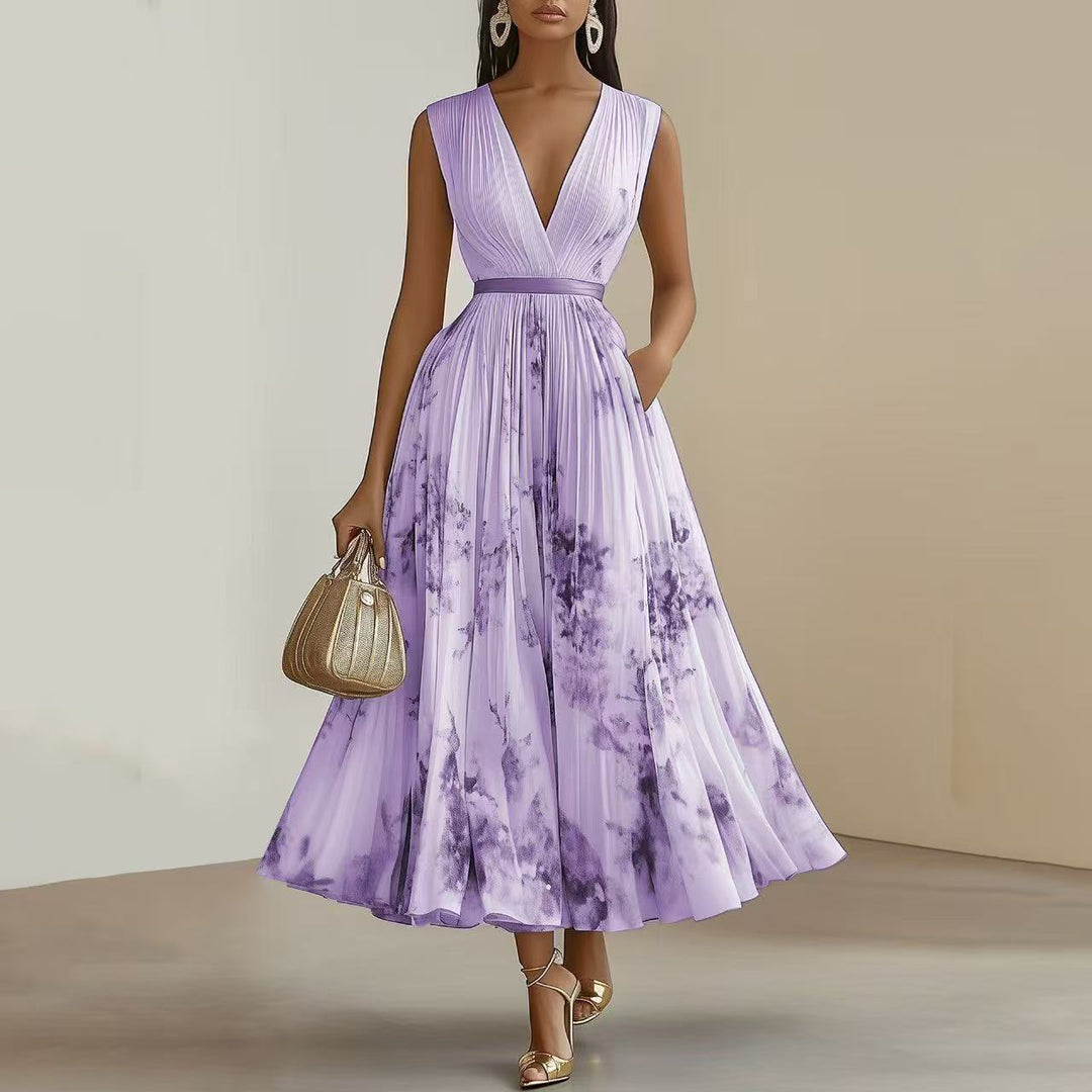 Livia | Elegant Sleeveless Long V-Neck Dress
